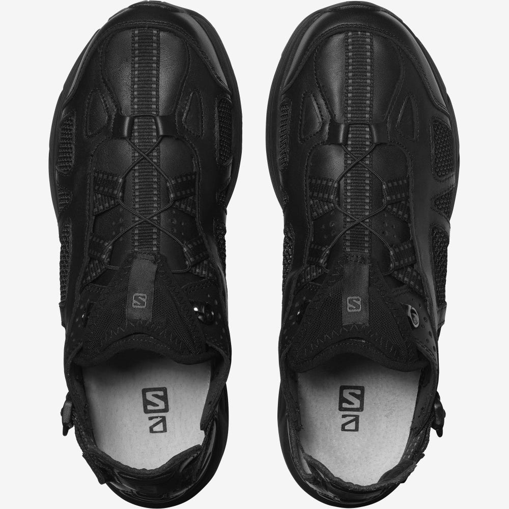 Women's Salomon TECHSONIC LEATHER ADVANCED Sneakers Black | SA04138-789