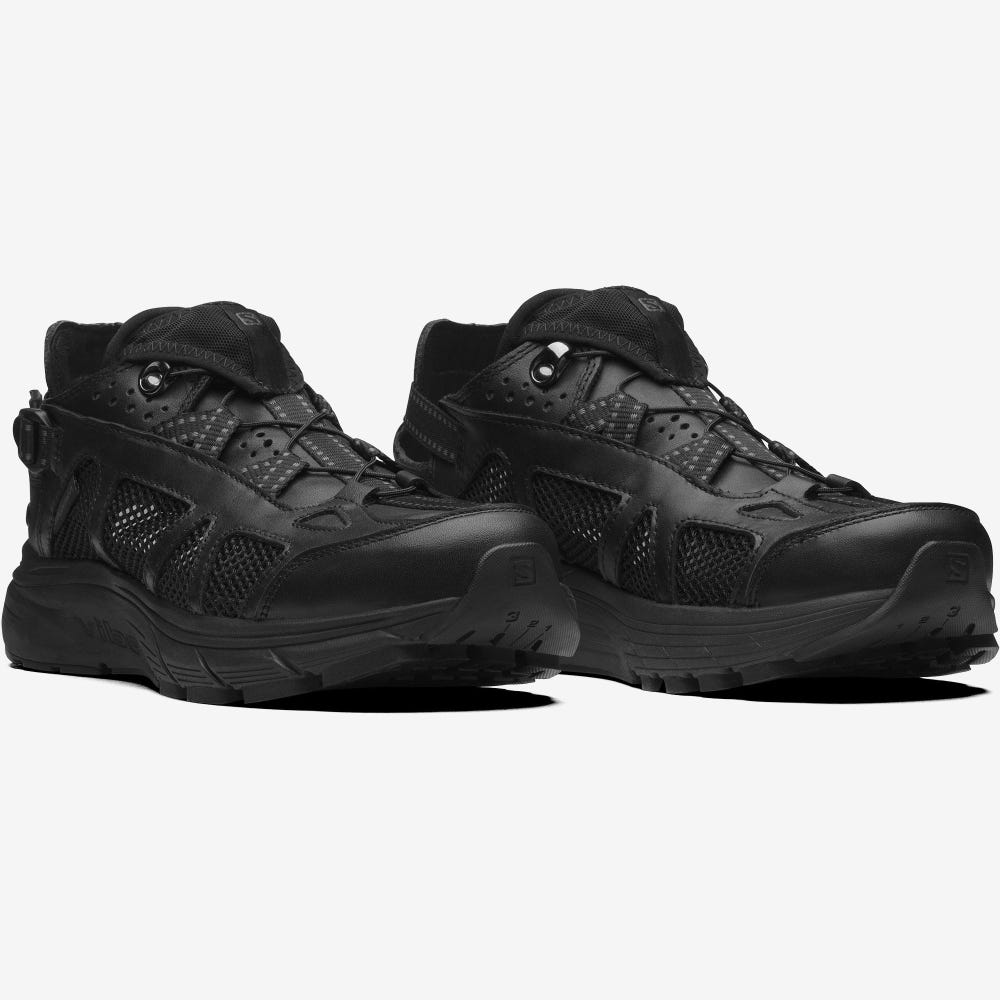 Women's Salomon TECHSONIC LEATHER ADVANCED Sneakers Black | SA04138-789