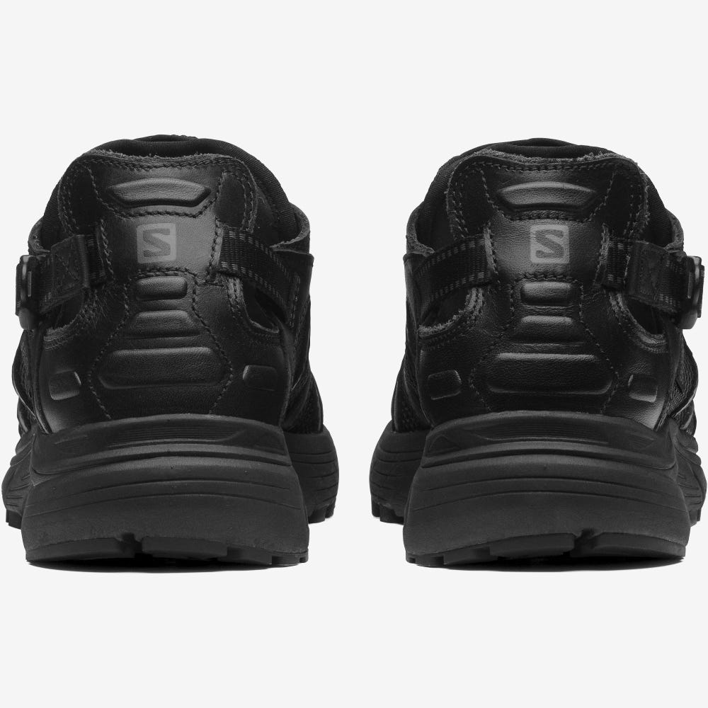 Women's Salomon TECHSONIC LEATHER ADVANCED Sneakers Black | SA04138-789