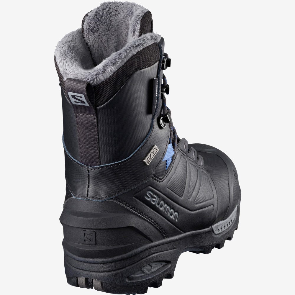 Women's Salomon TOUNDRA PRO CLIMASALOMON™ WATERPROOF Winter Boots Black/Blue | SA65140-039