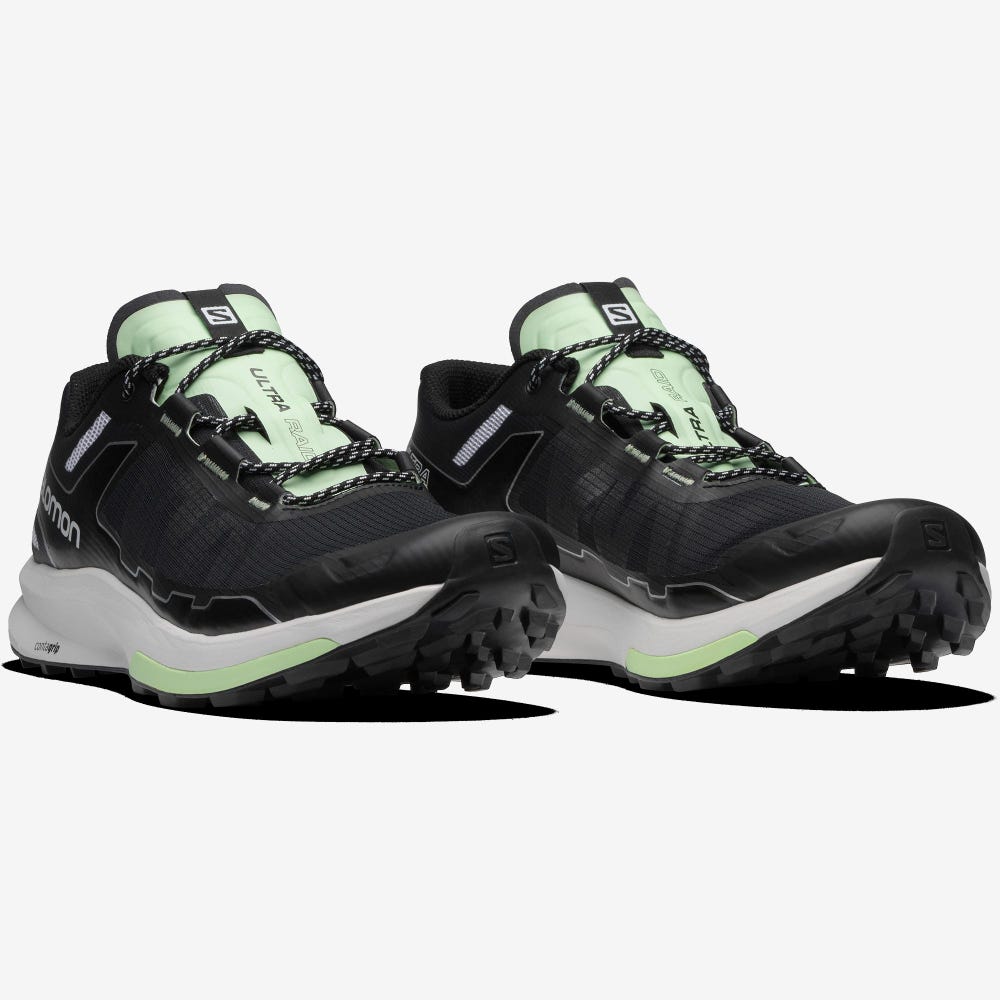 Women's Salomon ULTRA RAID Sneakers Black/White/Green | SA38075-694