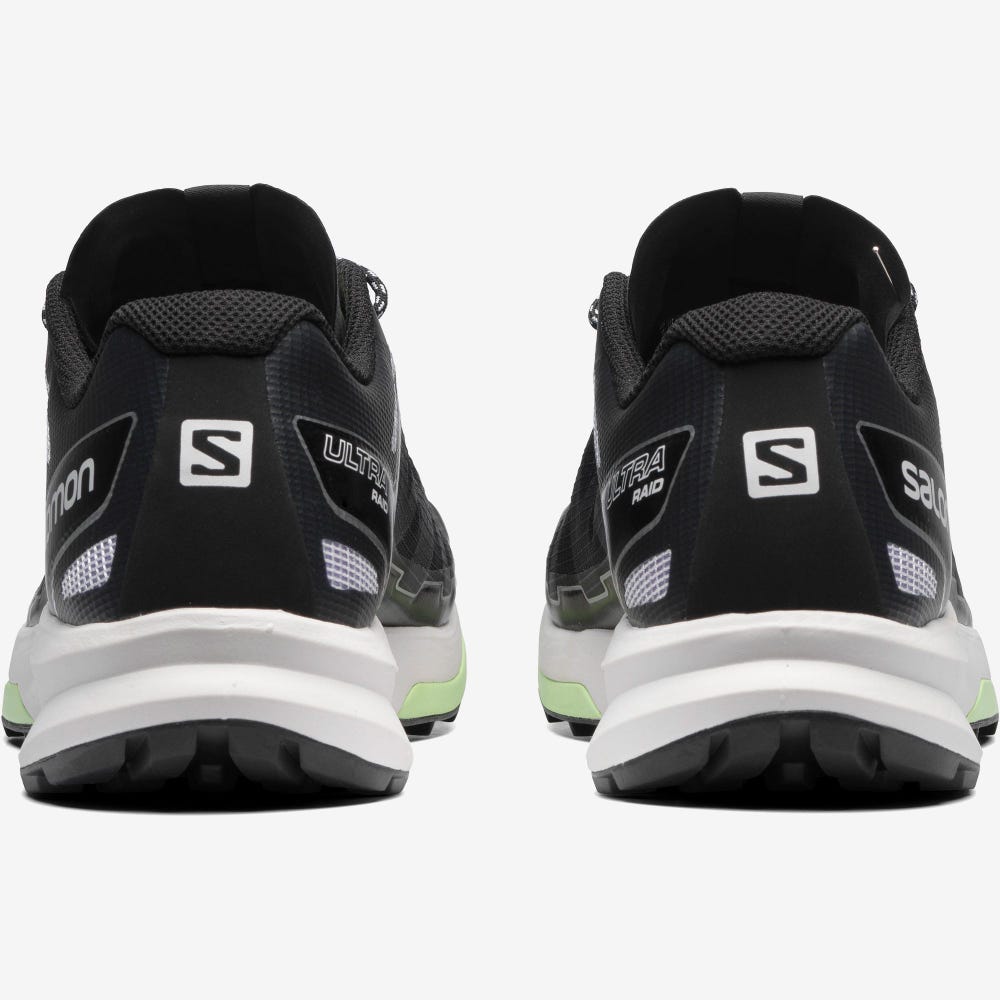 Women's Salomon ULTRA RAID Sneakers Black/White/Green | SA38075-694