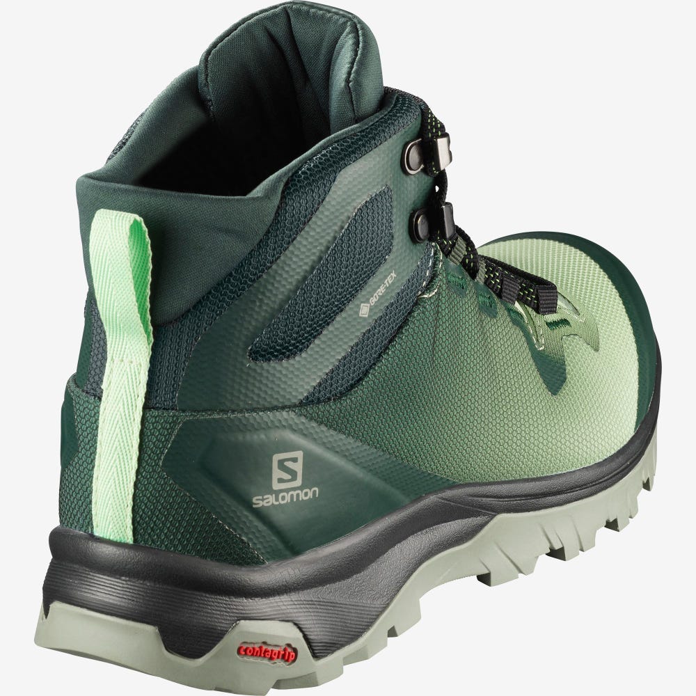 Women's Salomon VAYA MID GORE-TEX Hiking Boots Green/Grey | SA25739-307