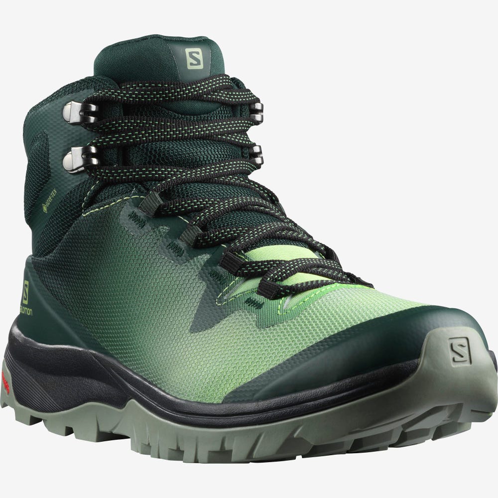 Women's Salomon VAYA MID GORE-TEX Hiking Boots Green/Grey | SA25739-307