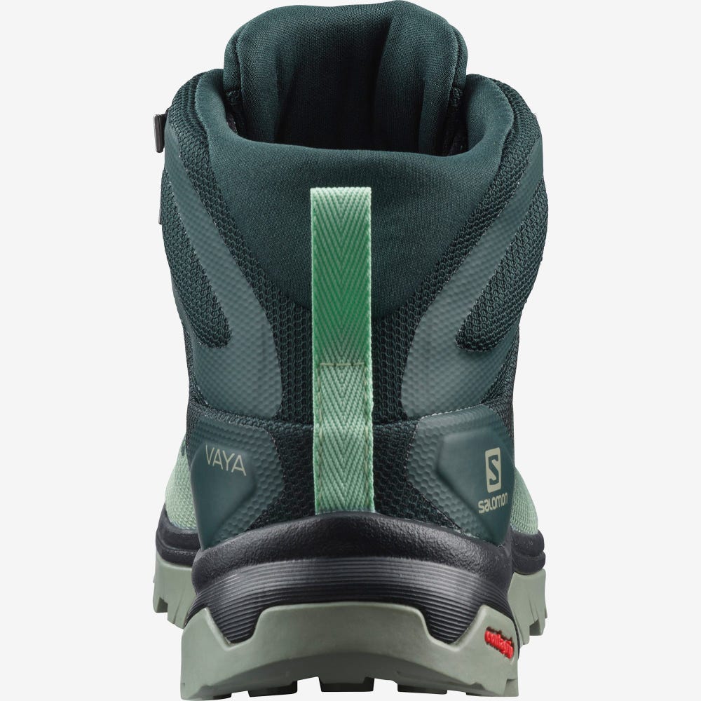 Women's Salomon VAYA MID GORE-TEX Hiking Boots Green/Grey | SA25739-307