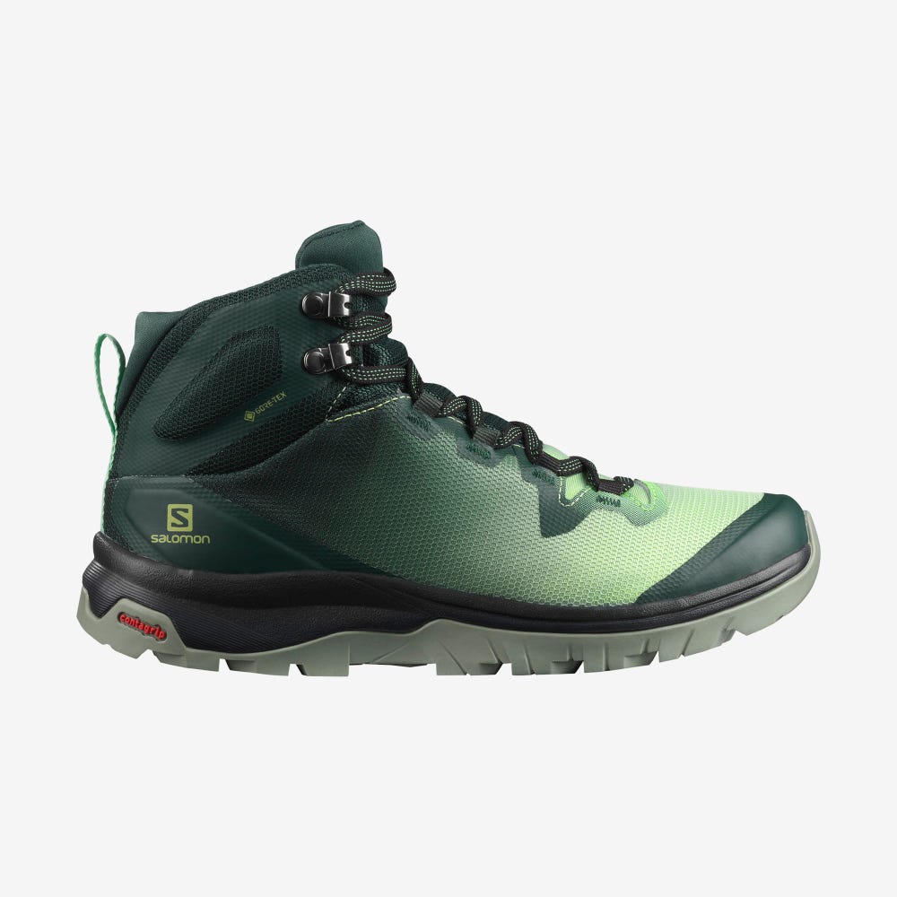 Women\'s Salomon VAYA MID GORE-TEX Hiking Boots Green/Grey | SA25739-307