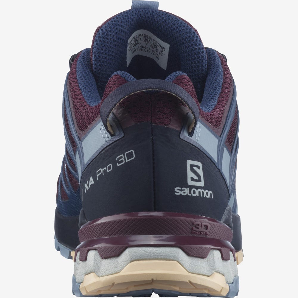 Women's Salomon XA PRO 3D v8 Trail Running Shoes Burgundy/Blue/Cream | SA03462-829