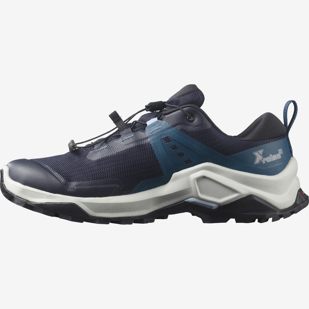 Women's Salomon X RAISE 2 GORE-TEX Hiking Shoes Navy/Blue | SA98413-789