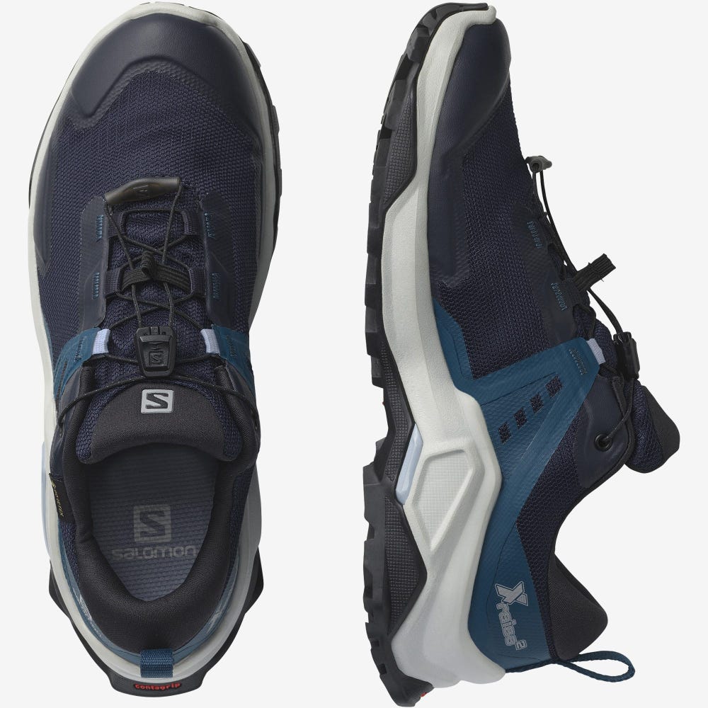 Women's Salomon X RAISE 2 GORE-TEX Hiking Shoes Navy/Blue | SA98413-789