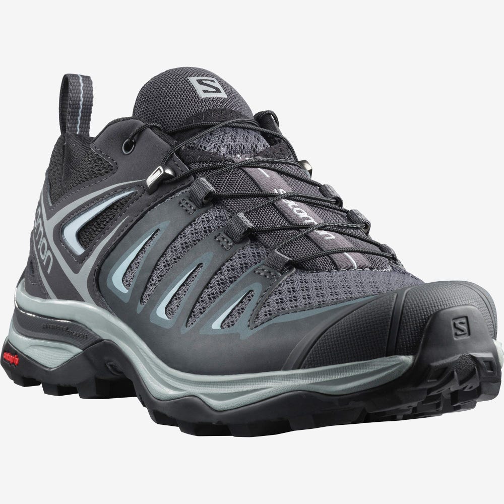 Women's Salomon X ULTRA 3 Hiking Shoes Grey/Blue | SA20653-049