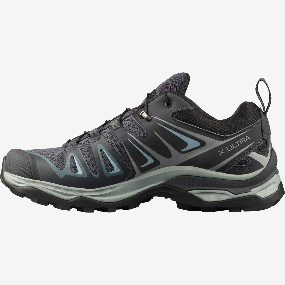 Women's Salomon X ULTRA 3 Hiking Shoes Grey/Blue | SA20653-049