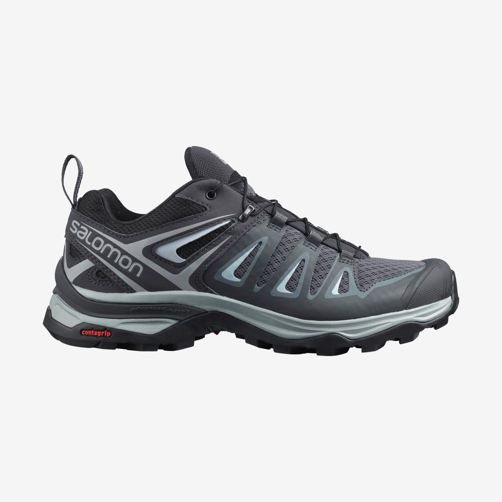 Women\'s Salomon X ULTRA 3 Hiking Shoes Grey/Blue | SA20653-049