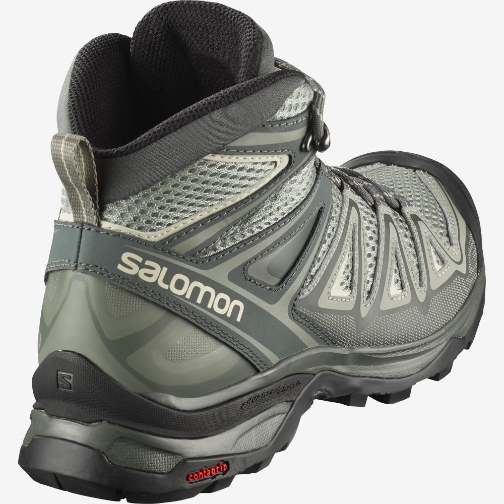 Women's Salomon X ULTRA MID 3 AERO Hiking Boots Grey/Brown | SA50418-589