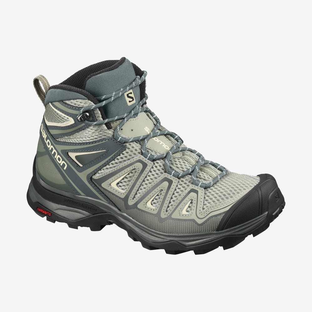 Women\'s Salomon X ULTRA MID 3 AERO Hiking Boots Grey/Brown | SA50418-589