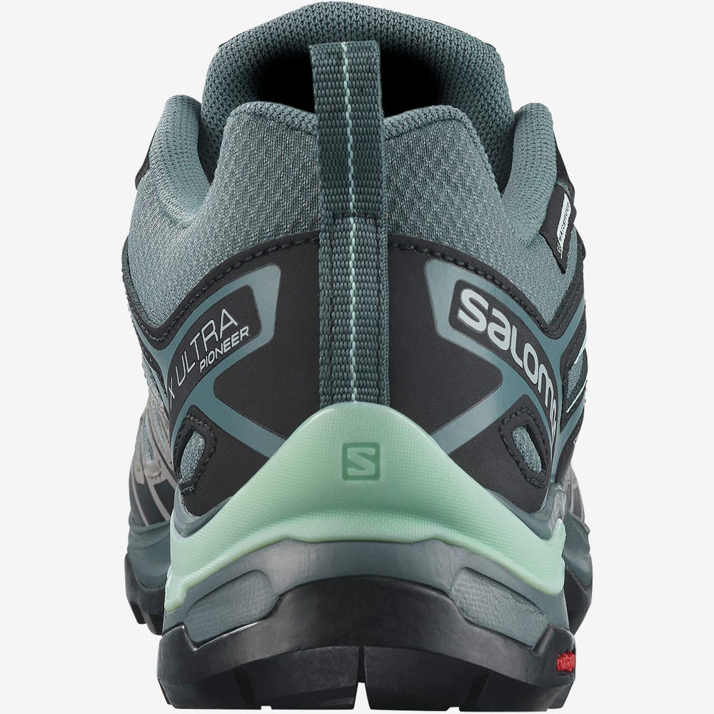 Women's Salomon X ULTRA PIONEER CLIMASALOMON™ WATERPROOF Hiking Shoes Grey/Green | SA79156-835