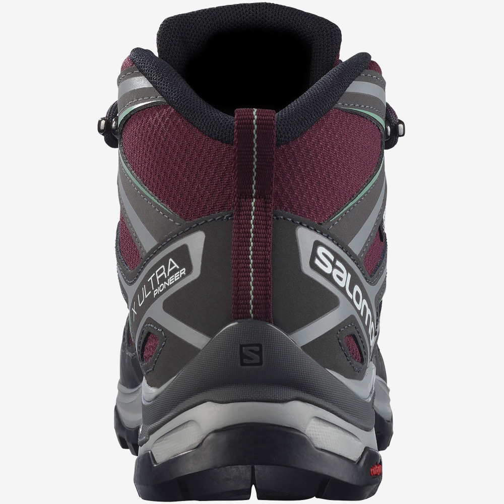 Women's Salomon X ULTRA PIONEER MID CLIMASALOMON™ WATERPROOF Hiking Boots Burgundy/Grey Green | SA25094-017