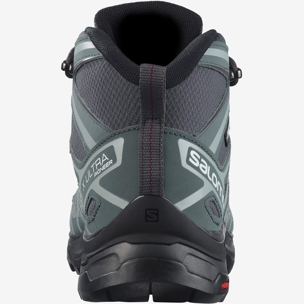 Women's Salomon X ULTRA PIONEER MID CLIMASALOMON™ WATERPROOF Hiking Boots Grey/Green/Grey | SA35678-562