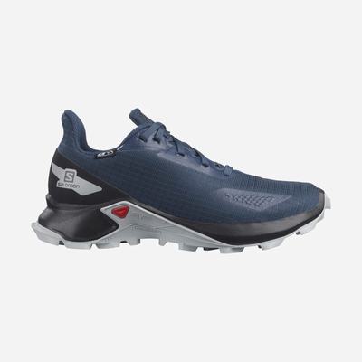 Kids' Salomon ALPHACROSS BLAST CLIMASALOMON™ WATERPROOF Trail Running Shoes Dark Blue/Black | SA03461-749