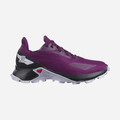 Kids' Salomon ALPHACROSS BLAST CLIMASALOMON™ WATERPROOF Trail Running Shoes Purple/Black/Purple | SA14382-162