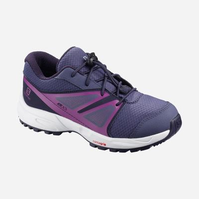 Kids' Salomon SENSE CLIMASALOMON™ WATERPROOF Trail Running Shoes Blue/Purple | SA02671-738