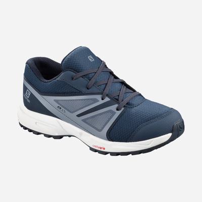 Kids' Salomon SENSE CLIMASALOMON™ WATERPROOF Trail Running Shoes Navy/Grey | SA70962-486