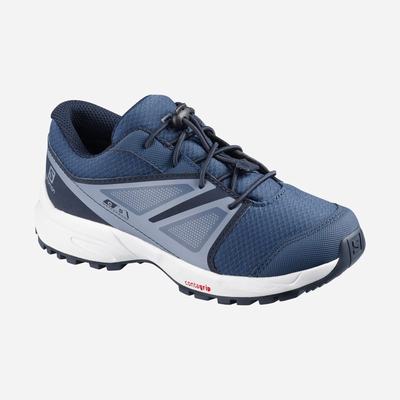 Kids' Salomon SENSE CLIMASALOMON™ WATERPROOF Running Shoes Navy/Grey | SA72914-206