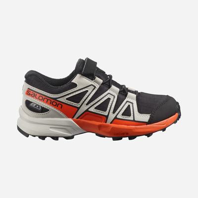 Kids' Salomon SPEEDCROSS CLIMASALOMON™ WATERPROOF Trail Running Shoes Black/Pink | SA65287-815