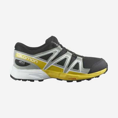 Kids' Salomon SPEEDCROSS CLIMASALOMON™ WATERPROOF Trail Running Shoes Black/Lemon | SA87253-728