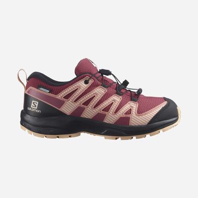 Kids' Salomon XA PRO V8 CLIMASALOMON™ WATERPROOF Trail Running Shoes Red/Black/Cream | SA16032-739