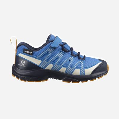 Kids' Salomon XA PRO V8 CLIMASALOMON™ WATERPROOF Hiking Boots Blue/Navy | SA65804-847