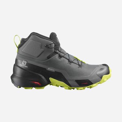 Men's Salomon CROSS HIKE MID GORE-TEX Hiking Boots Grey/Black/Light Green | SA54019-264