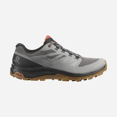 Men's Salomon OUTLINE GORE-TEX Hiking Shoes Grey/Black/Dark Red | SA28091-501