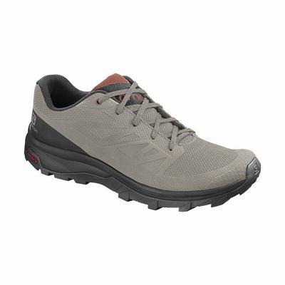 Men's Salomon OUTLINE Hiking Shoes Black/Dark Red | SA78493-839