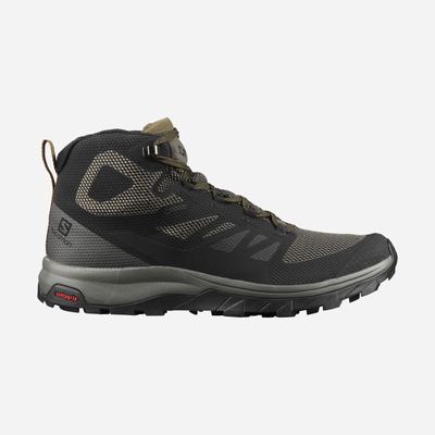 Men's Salomon OUTLINE MID GORE-TEX Hiking Boots Black/Brown | SA53421-127