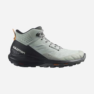 Men's Salomon OUTPULSE MID GORE-TEX Hiking Boots Green/Black/Orange | SA68532-506