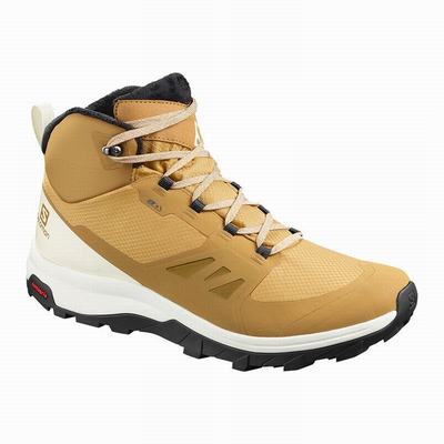 Men's Salomon OUTSNAP CLIMASALOMON™ WATERPROOF Winter Boots Brown/White | SA09586-591