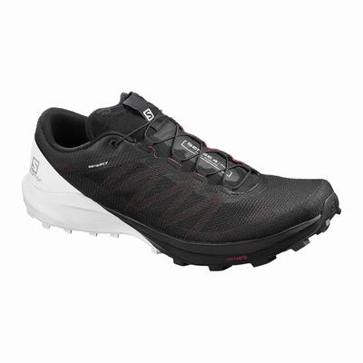 Men's Salomon SENSE PRO 4 Trail Running Shoes Black/White/Pink | SA56312-609