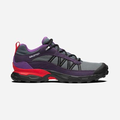 Men's Salomon SHELTER LOW LEATHER Sneakers Grey/Purple/Red | SA78610-268