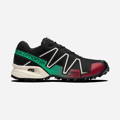 Men's Salomon SPEEDCROSS 3 Sneakers Black/Deep Green/Red | SA46905-714