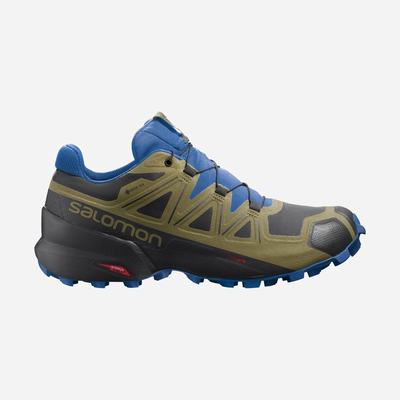 Men's Salomon SPEEDCROSS 5 GORE-TEX Trail Running Shoes Black/Green | SA15408-539