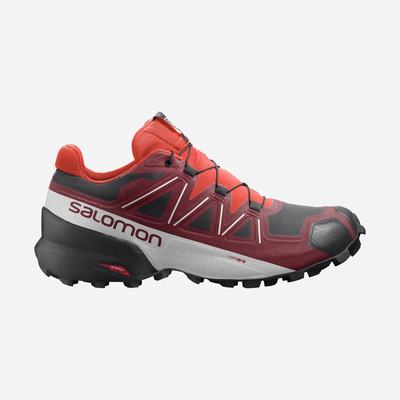 Men's Salomon SPEEDCROSS 5 GORE-TEX Trail Running Shoes Red/White/Black | SA46537-315