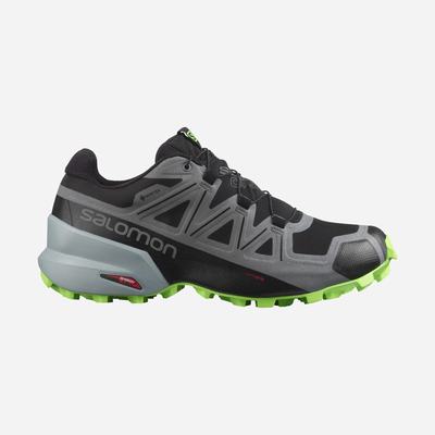 Men's Salomon SPEEDCROSS 5 GORE-TEX Trail Running Shoes Black/Green | SA60391-915