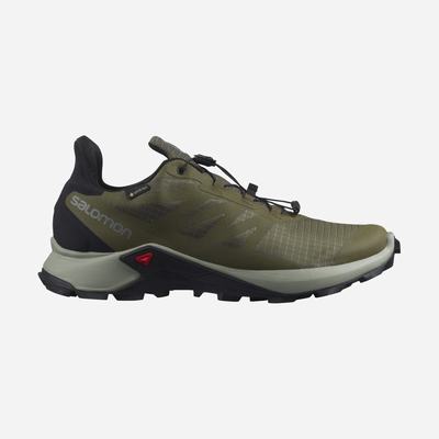 Men's Salomon SUPERCROSS 3 GORE-TEX Trail Running Shoes Olive/Black | SA14706-428