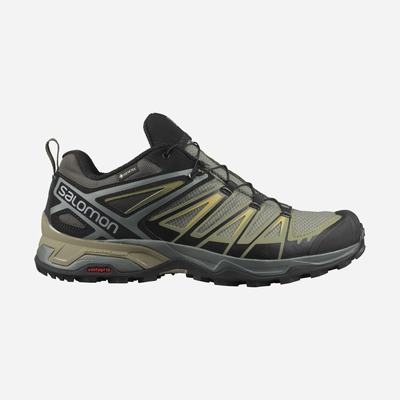 Men's Salomon X ULTRA 3 GORE-TEX Hiking Shoes Grey/Green | SA70832-183