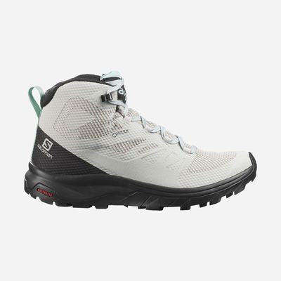 Women's Salomon OUTLINE MID GORE-TEX Hiking Boots Beige/Black/Turquoise | SA86104-810