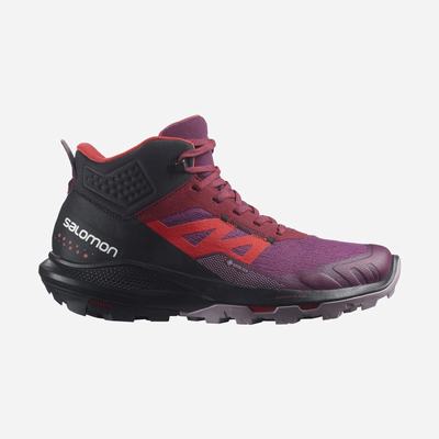 Women's Salomon OUTPULSE MID GORE-TEX Hiking Boots Purple/Light Yellow/Red | SA49351-089