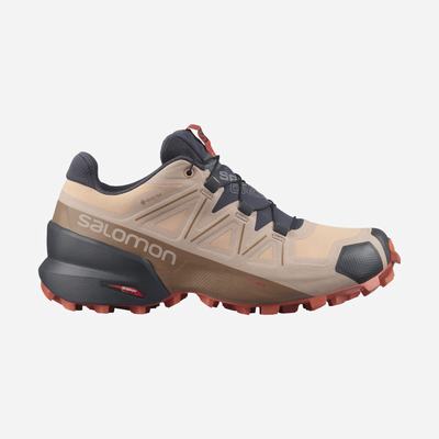 Women's Salomon SPEEDCROSS 5 GORE-TEX Trail Running Shoes Beige/Orange | SA62015-130