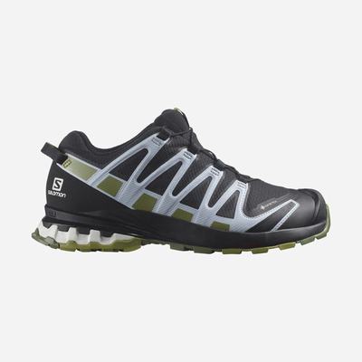 Women's Salomon XA PRO 3D v8 GORE-TEX Hiking Shoes Black/Green/Blue | SA97256-410