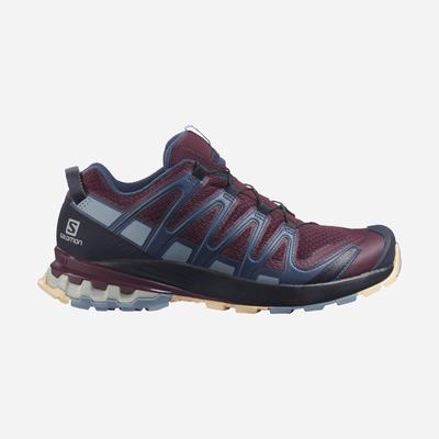 Women's Salomon XA PRO 3D v8 Hiking Shoes Burgundy/Blue/Cream | SA81654-619