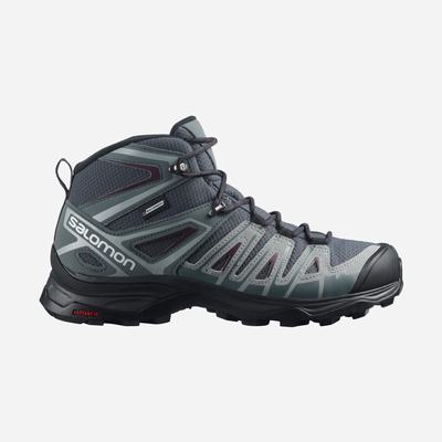 Women's Salomon X ULTRA PIONEER MID CLIMASALOMON™ WATERPROOF Hiking Boots Grey/Green/Grey | SA35678-562